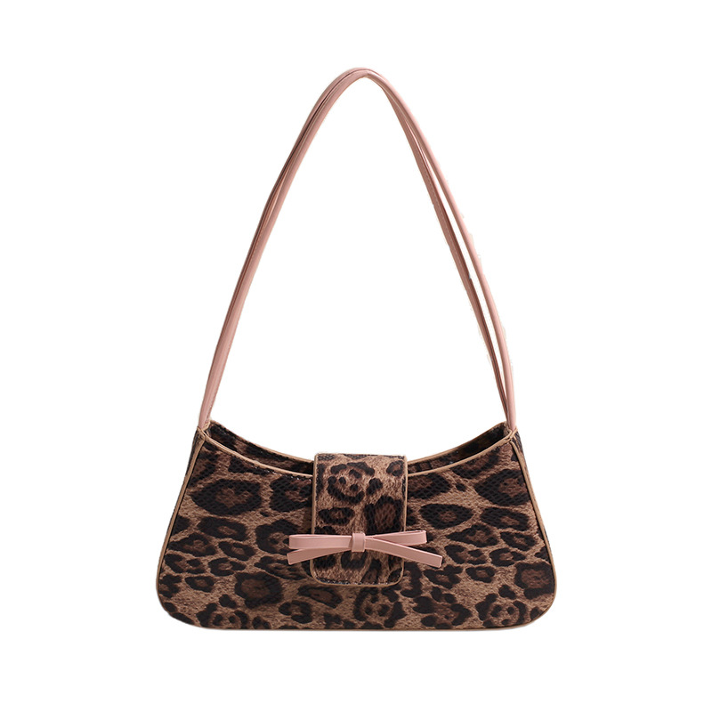 Personalized leopard print armpit bags are popular in Japan and South Korea. Women's 2024 New Exquisite and Versatile Bow Shoulder Bag
