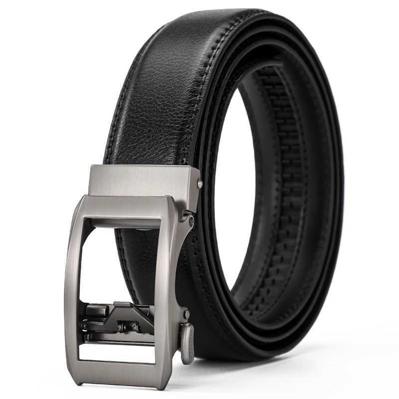 New Leather Ratchet belt for men fashionable and convenient automatic button 3.5 cm width suitable for business casual pants jeX240923
