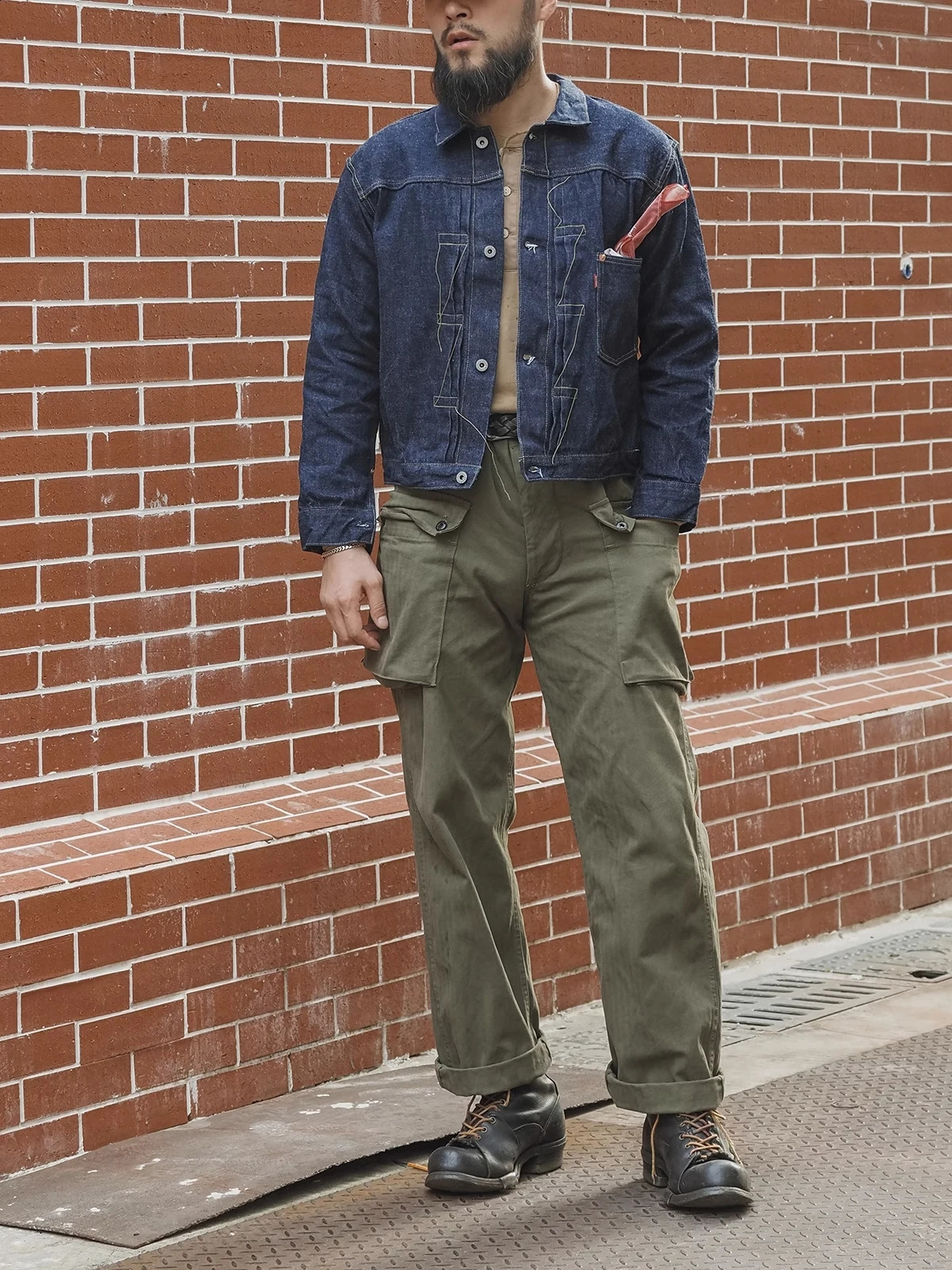 Durable Bronson 44806XX denim jacket war model blue striped shirt S506XX 240921
