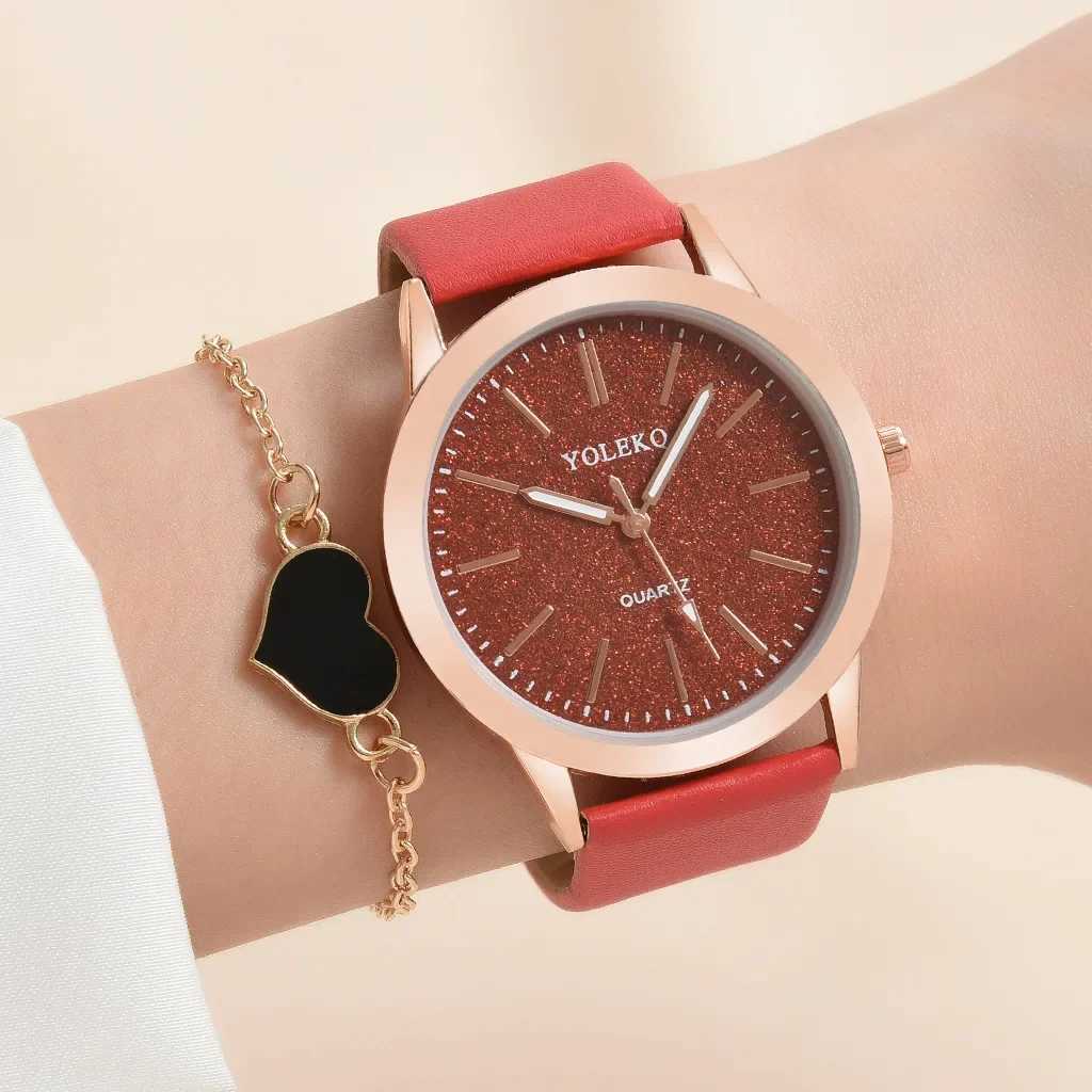 2pcs Set Watches for Women Fashion Casual Ladies Quartz Wristwatches Leather Strap Watch Women Female Clock for Girl Gift No BoxX240923