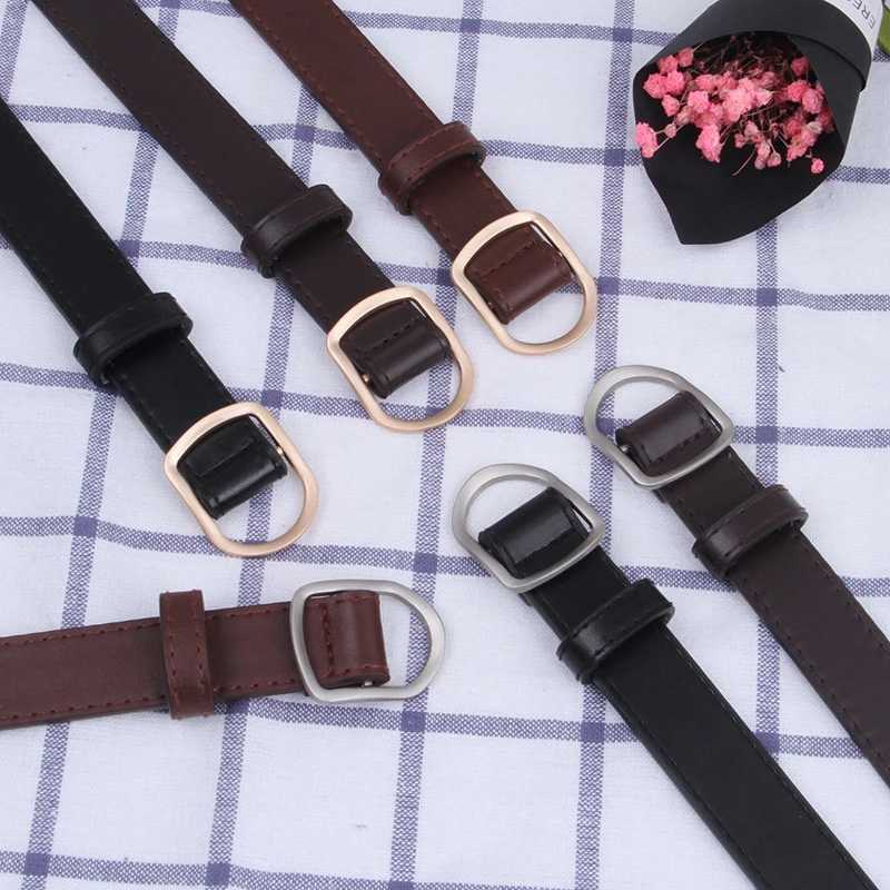 Fashion Nonporous Womens Thin Belt Simple Korean Metal Buckle PU Leather Belts Jeans Dress Decorative Waist StrapX240923