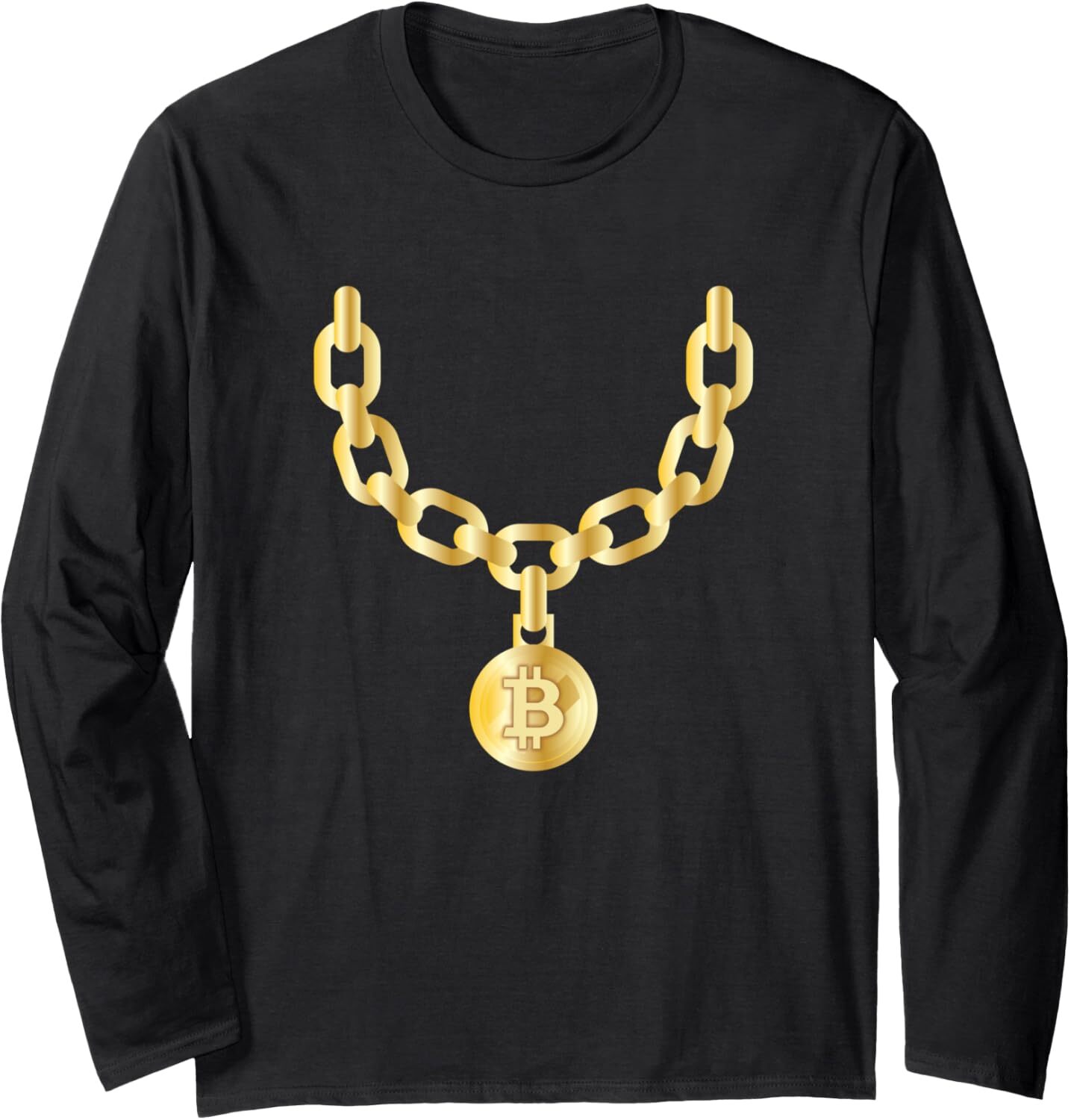 Long Sleeve Shirts for Men sweatshirt Bling Bling Bitcoin Gold Chain Funny CryptoCurrency Long Sleeve Tee Streetwear Casual tops clothes