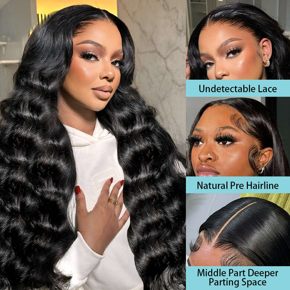 30 40 inch Body HD Front Wigs Human Hair 250 Density Brazilian Water Wave 13x4 Transparent Lace Frontal Wig For Women