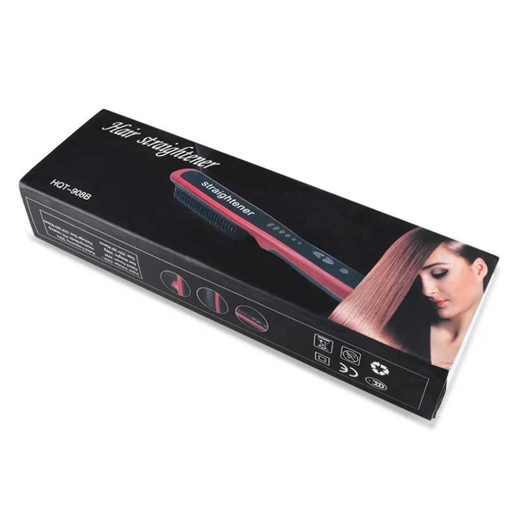 Durable electric straightening comb brush heated ceramic straightening bead straightening brush EU/US plug straightener CL240923