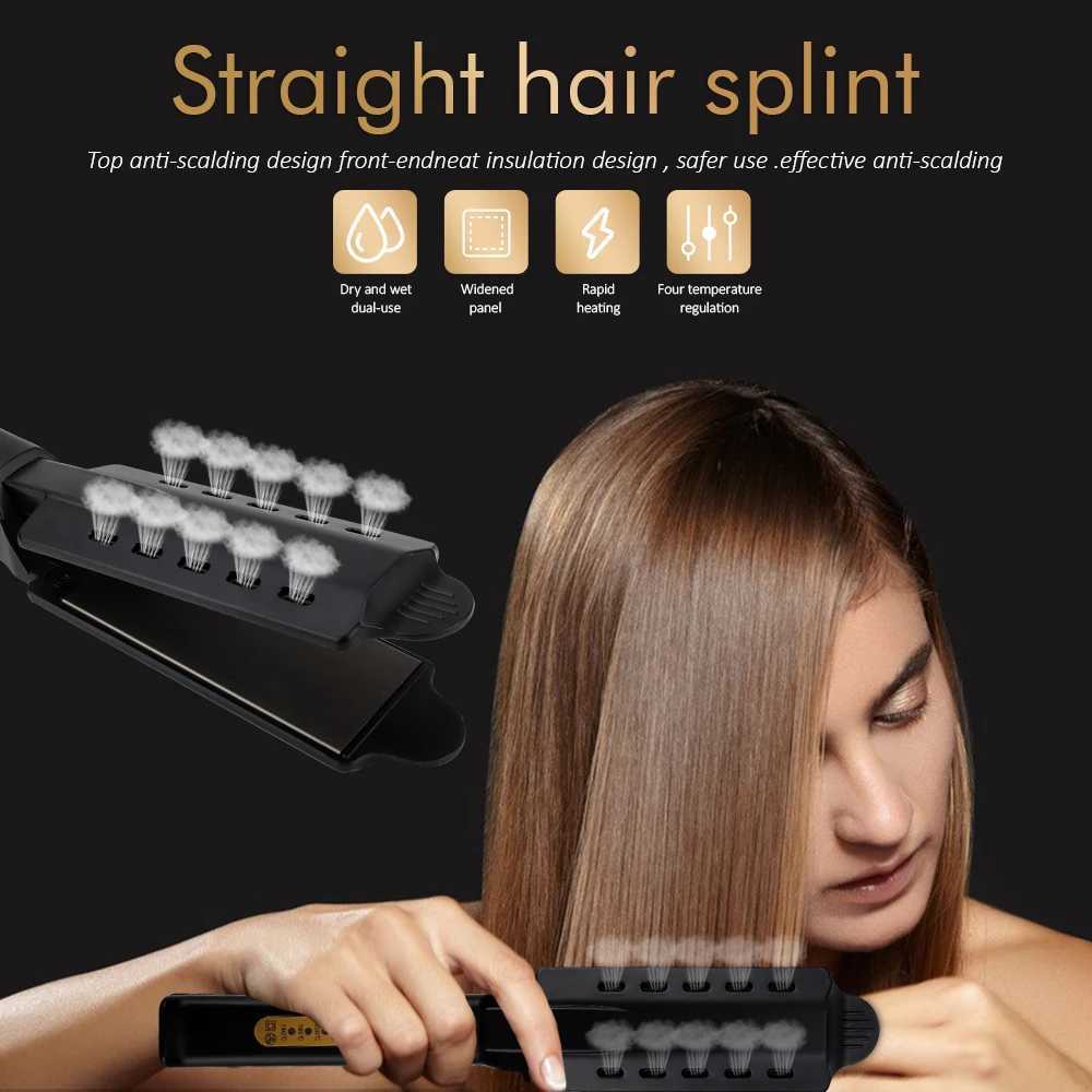 Straight hair straightener with four temperature adjustments ceramic tourmaline ion flat iron wide panel professional styling tool CL240923