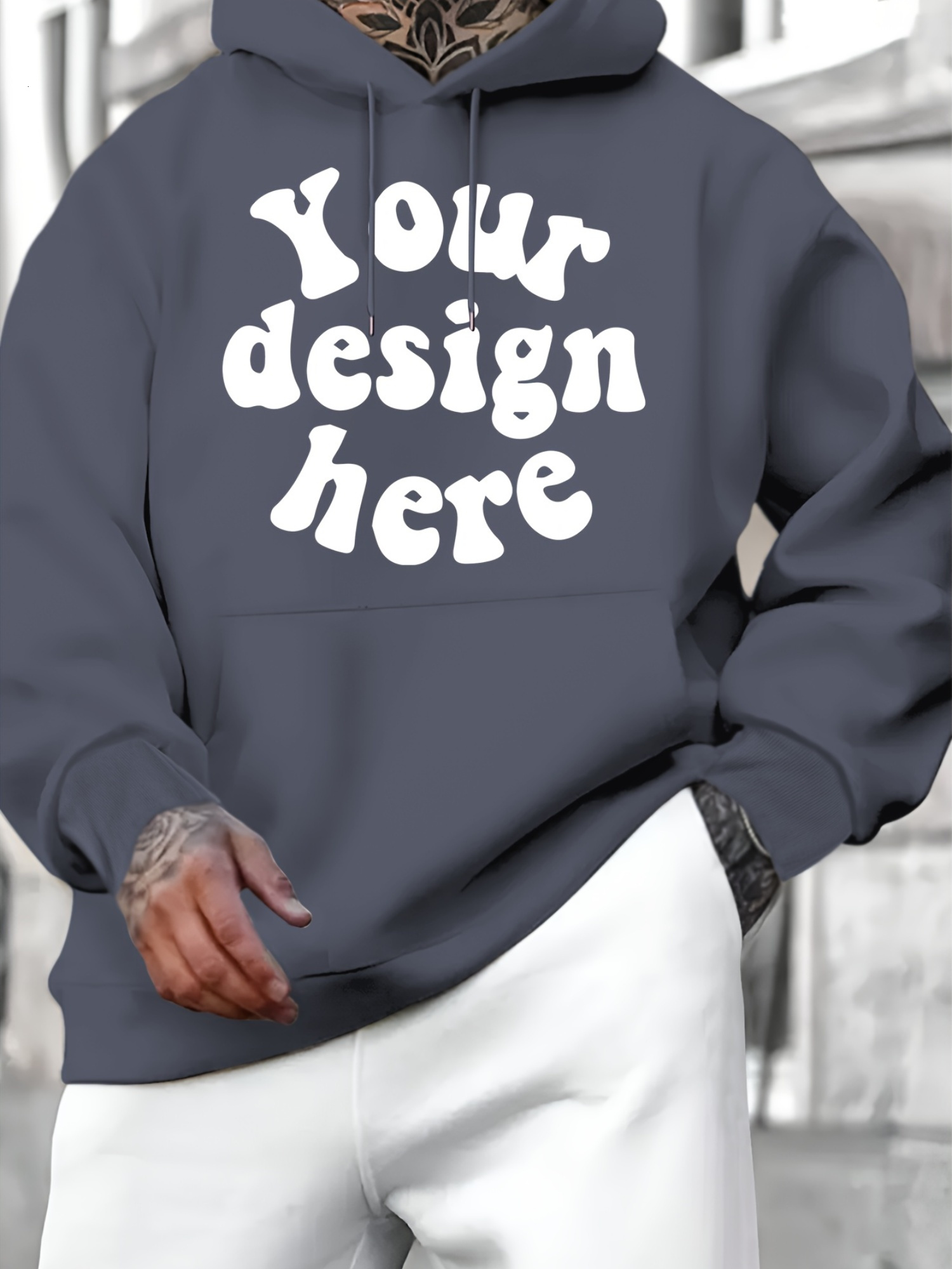 Men Sweaters Mens Personalized Your Design Here Letter Print Casual Hoodie | 100% Polyester Knit Fabric with Slight Stretch | Regular Fit Pullover wit