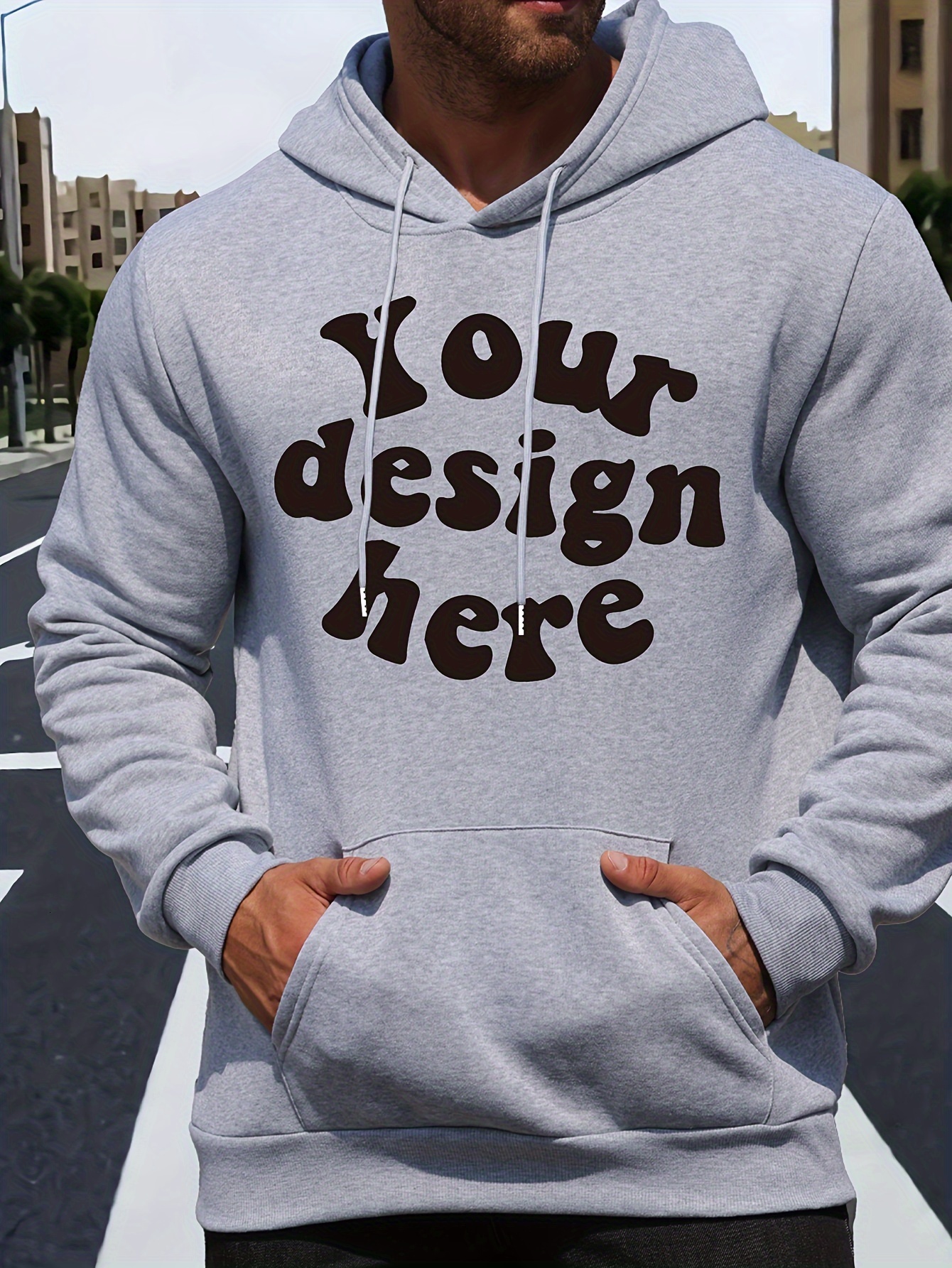 Men Sweaters Mens Personalized Your Design Here Letter Print Casual Hoodie | 100% Polyester Knit Fabric with Slight Stretch | Regular Fit Pullover wit