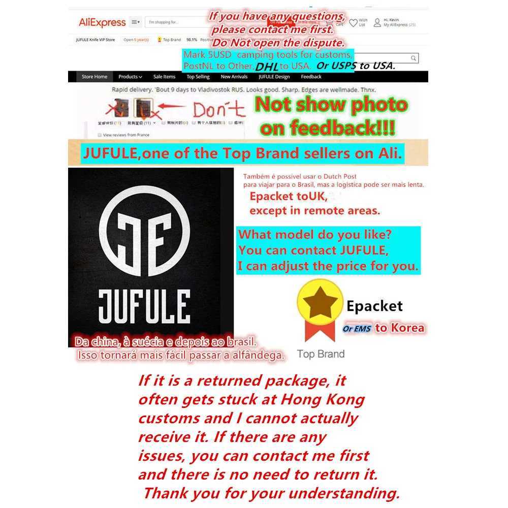 JUFULE Titanium Frame Steel Insert Ceramic Bearing PT-3 Mark CPM154 Tactical Pocket Camping Hunt EDC Tool Folding Knife X2411081
