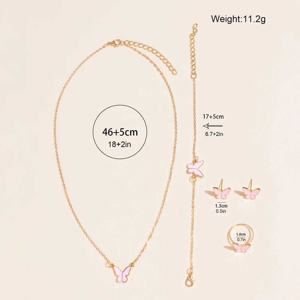 Luxury Watch Women Ring Necklace Earrings Bracelet Set Watches Butterfly Leather Strap Ladies Quartz WristWatch No BoxX240923