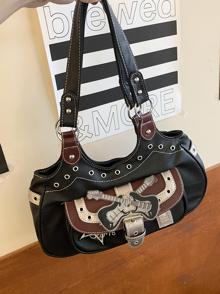 Large capacity shoulder bag Punk style commuting tote armpit bag
