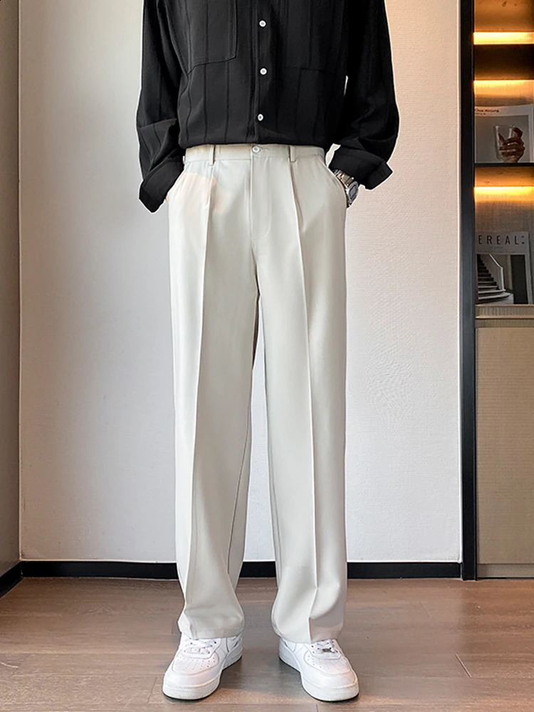 Korean fashion pants Chinos Trouser workwear pleated 240918