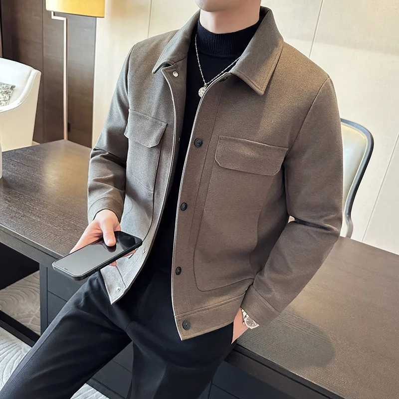 Brand clothing mens spring high-quality wool jacket/mens ultra-thin slim and thick keeping warm coarse woolen jacket fashionable casual jacket W240921