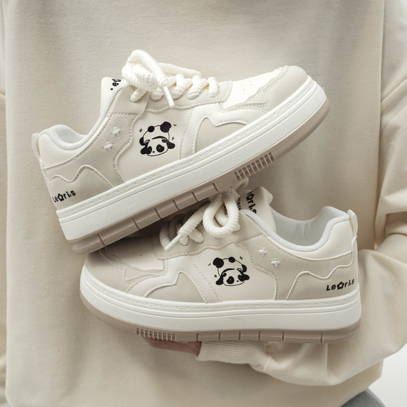 Breathable Canvas Panda Sneakers for Women Men | 2024 New Designer Black and White Thick Sole Casual Shoes
