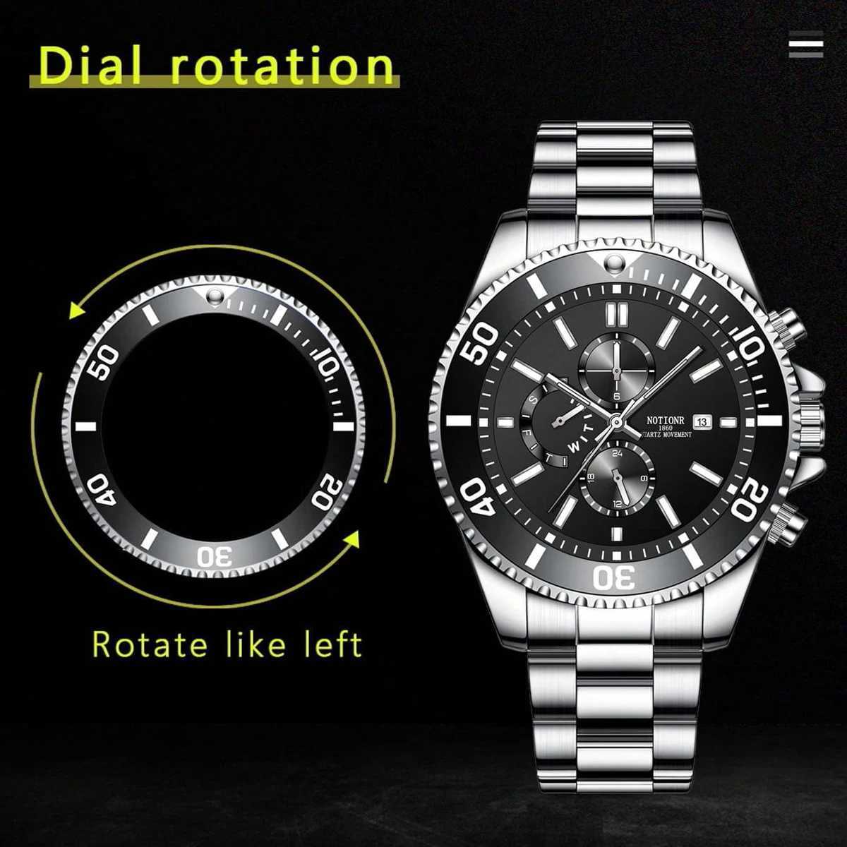 Luxury Mens Business Watches Men Silver Quartz Watch Male Luminous Clock W250724