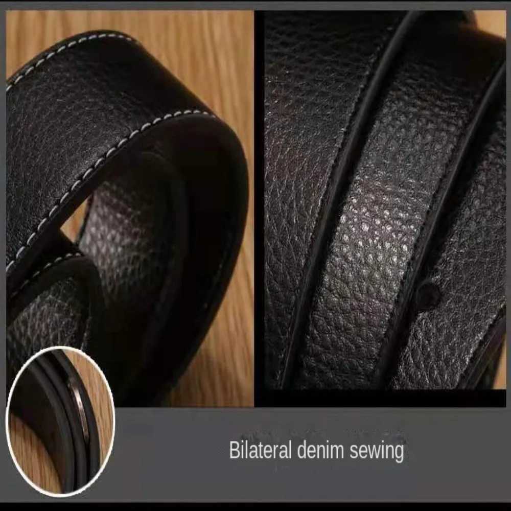 3.7cm Luxury Men Leather Belt Strap Genuine Leather No Buckle Belt Trouser Jeans Belt Decor Decorative TrousersX240923