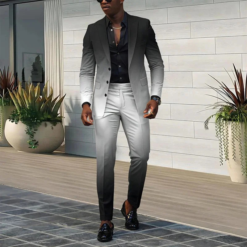Gradient ball high-end clothing set long pants set single chest set button down pants two-piece set WL008-MR7 240923