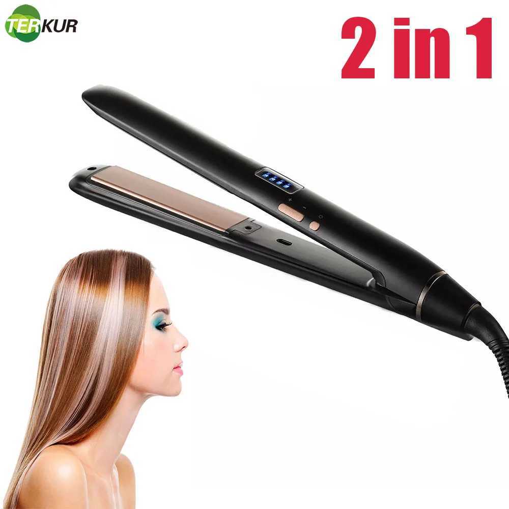 2-in-1 professional straightener with curled iron PTC heating flat iron tourmaline ceramic maximum digital temperature of 210 /750 dry and wet CL24092