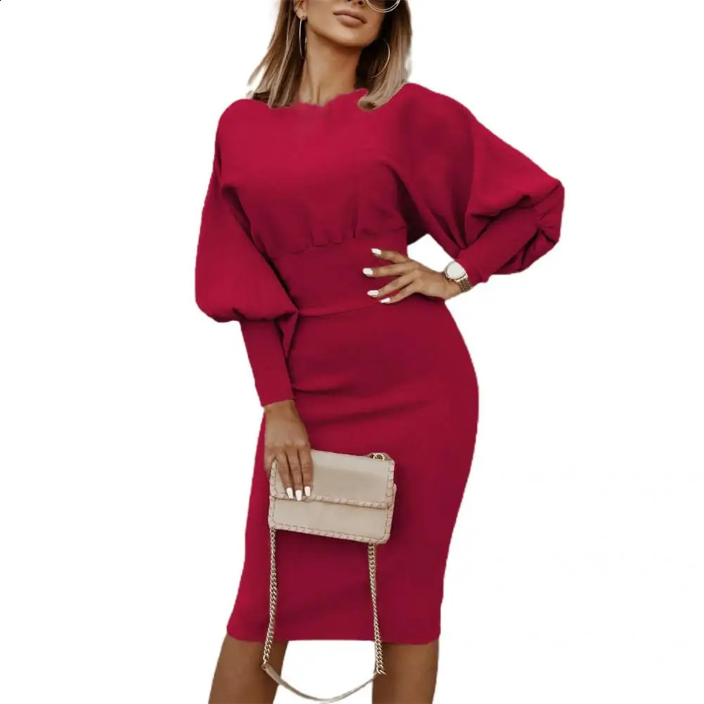 Trendy Winter Dress Elastic Breathable Pullover Dress Women Warm Pullover Dress for Office Dress 240913