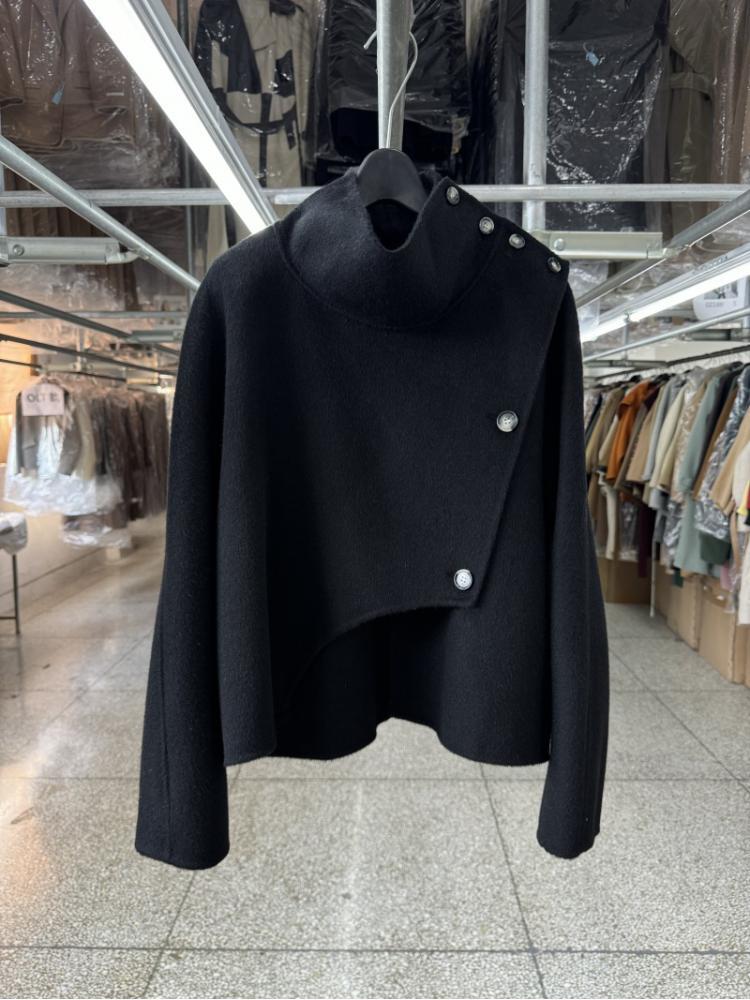 Stand Collar Office Lady Short Design Feeg Woolen Jackets 2024 Autumn And Winter Single Breasted Loose Women Wool Coats