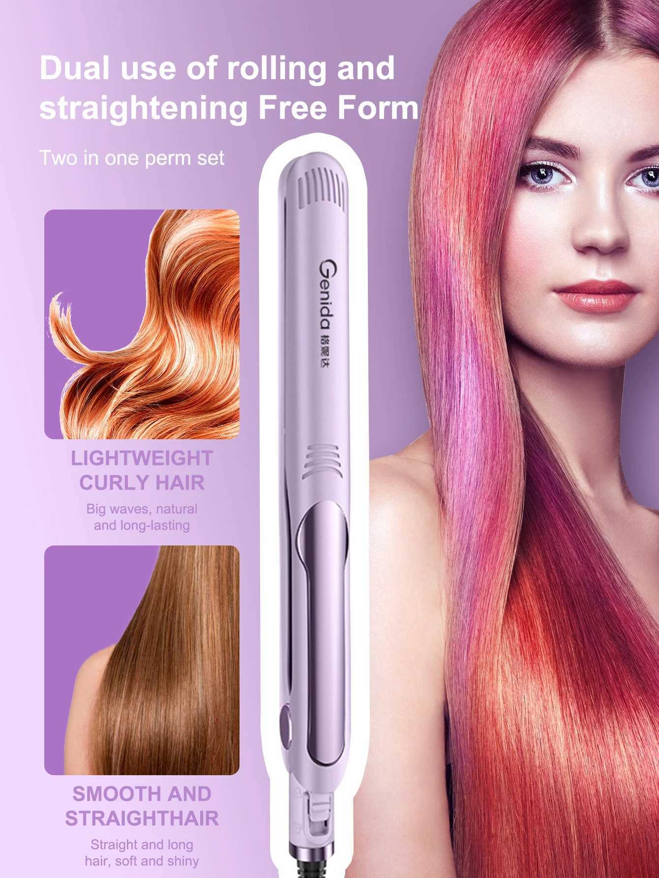 1 piece of hair straightener and curling iron professional salon hair straightening ironing and styling equipment suitable for home and travel purple 