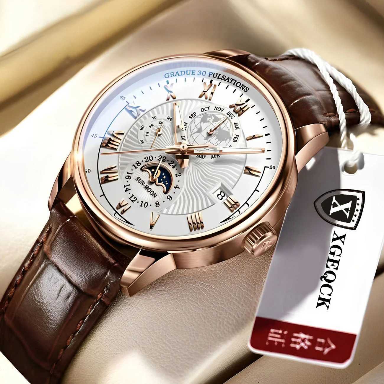 2024 Men Watch Fashion Top Luxury Sport Mens Wristwatch Waterproof Luminous Leather Date Quartz Watches Man clockX240923