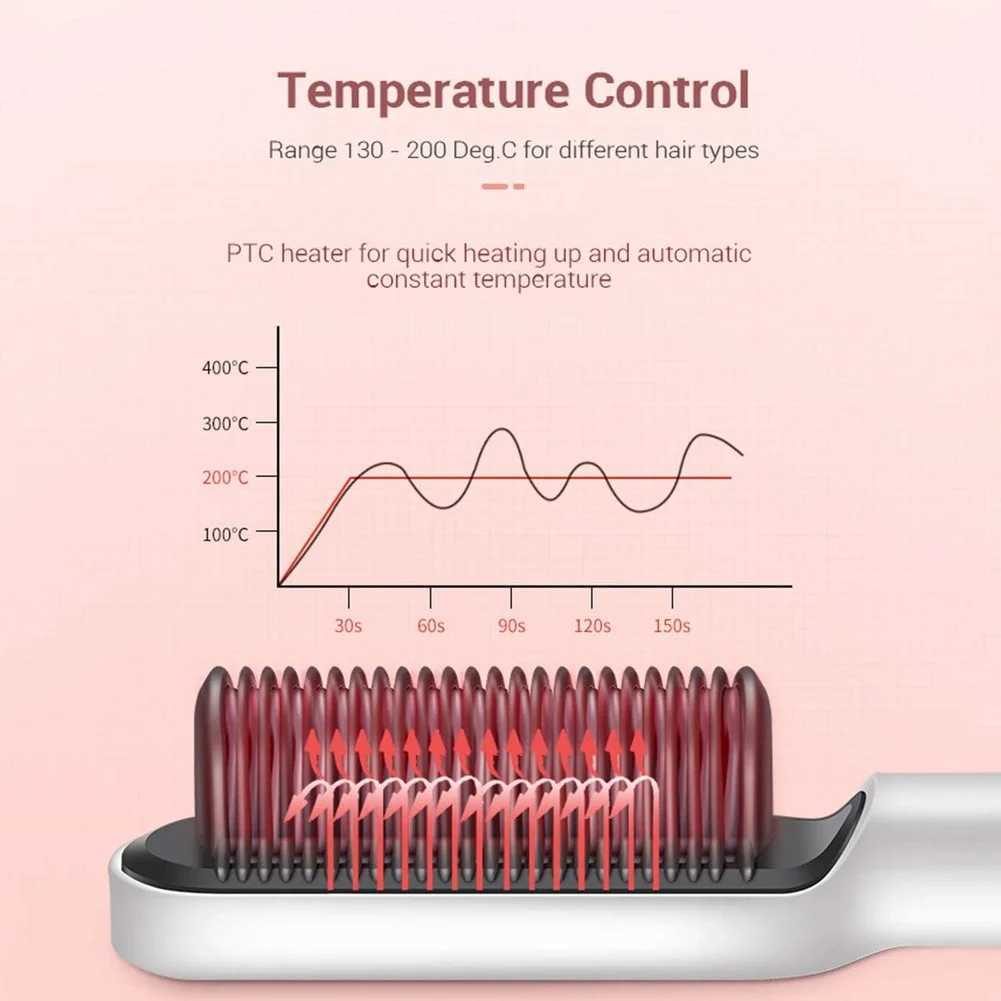 Hair comb hot air heating comb anti iron hair straightener curling hot brush straightener CL240923