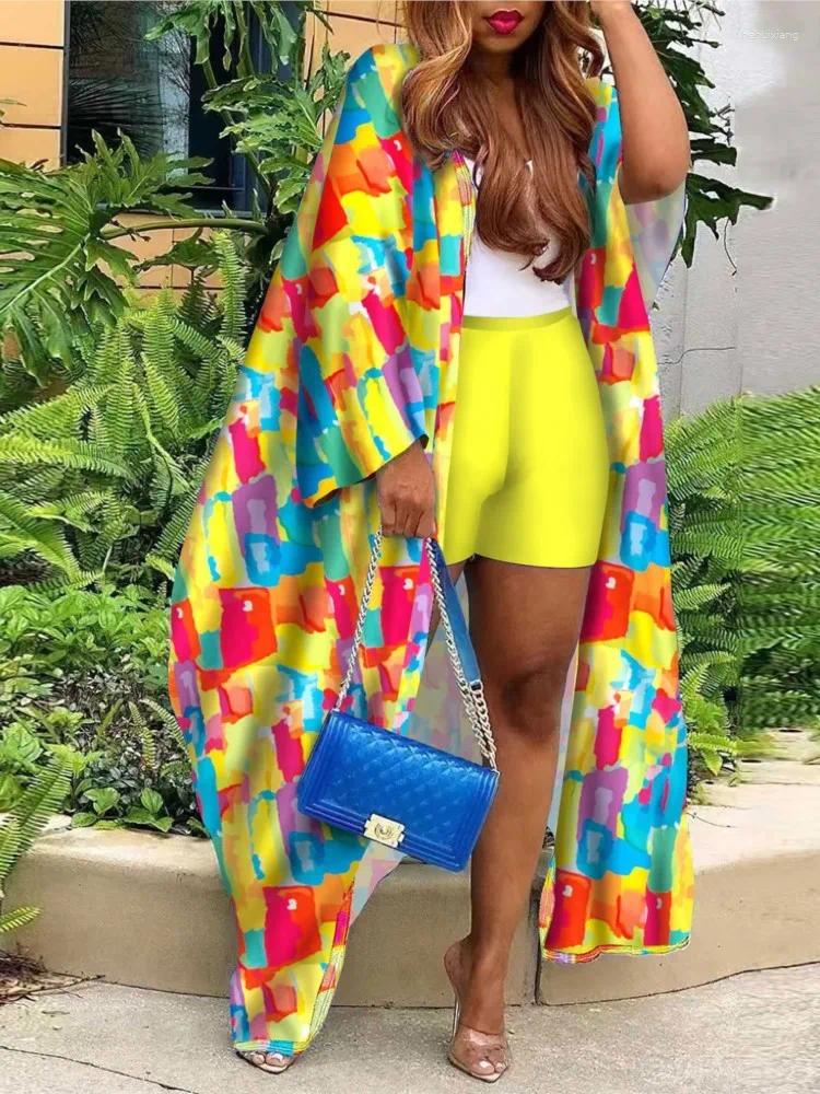 Women's Tracksuits Spring Summer Casual Coat Shorts Set Office Lady Fashion Elegant Print Jacket Robe Pant Two Piece Women Outfit 2024