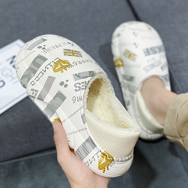 2024 Men's Outdoor Bag Heel Slipper Anti-skid Waterproof Plush Warm Home Cotton Shoes
