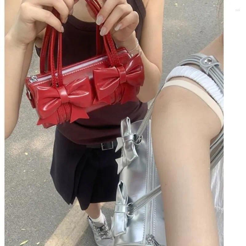 Shoulder Bags JIAERDI Sweet Cool Bow Y2k Hand Bag Women Cute Leather New Soft Pillow Messenger Female Haruku Red Aesthetic