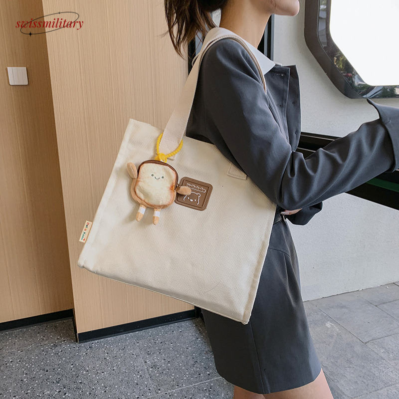 Large capacity student tutoring casual and versatile, single shoulder canvas bag, simple three-dimensional handbag, women's bag #28 Swissmilitary