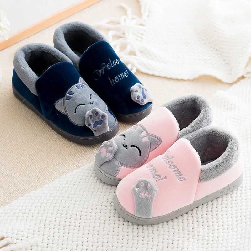 Cartoon cotton slippers couples stay at home cute indoor home warm autumn and winter non slip cotton shoes for menXJ240723