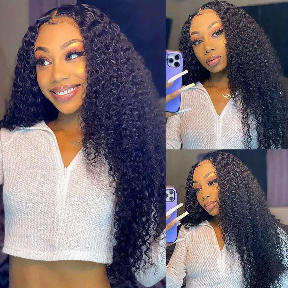 Medium Deep Wave 250 Density 13x4 HD Transparent Front Wig 20 22 24 Inch Curly 13x6 Lace Frontal Human Hair Wigs Brazilian