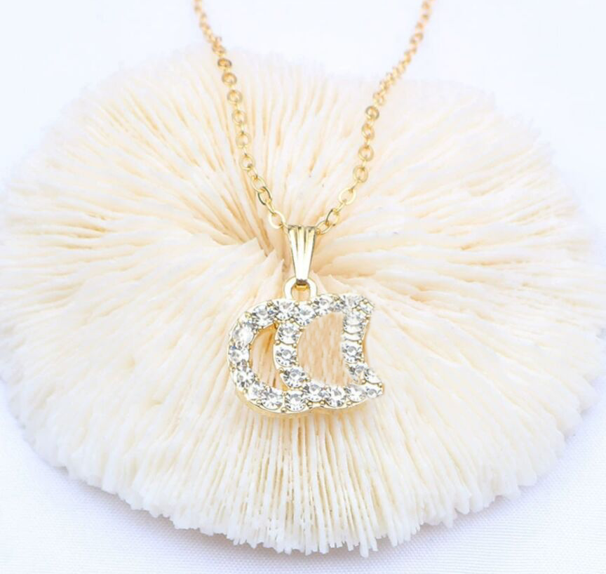 Simple designer necklaces for women pendant necklace trendy rhinestone plated silver jewelry double letter solid color diamond necklaces wedding zh194 H4