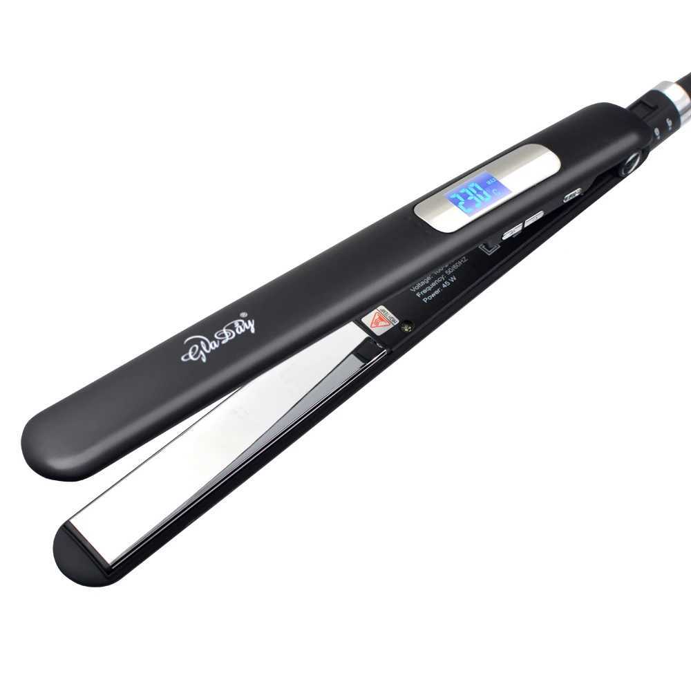 Professional straightener made of titanium flat iron with LCD display screen dual pressure instant heating for straight hair CL240923