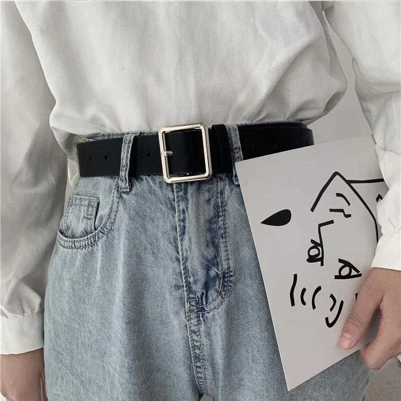1pcs PU Leather Belt For Women Square Buckle Pin Buckle Jeans Black Belt Chic Luxury Brand Ladies Belt Female WaistbandX240923