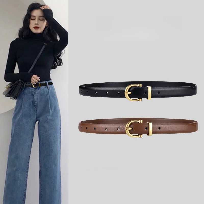 Jeans Fashion Professional 100% Genuine Leather Belt for Women Fine Decorative Cowhide Ins Wind Simple Korean Black BeltX240923