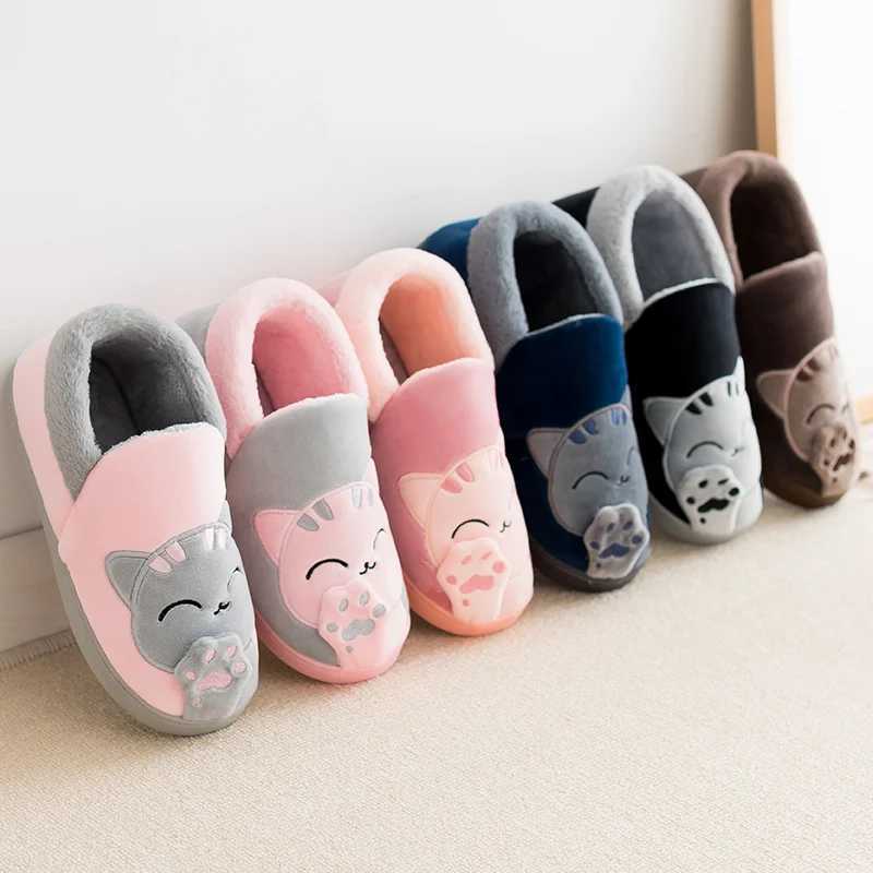 Cartoon cotton slippers couples stay at home cute indoor home warm autumn and winter non slip cotton shoes for menXJ240723