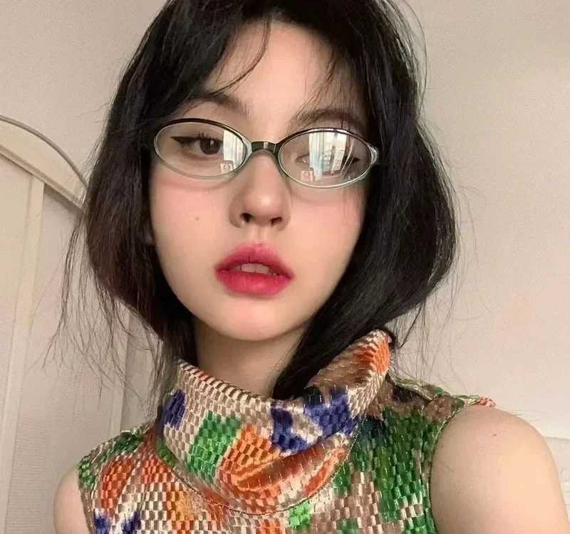 Other Fashion Accessories Japanese retro oval frame women Y2K Ins no makeup regular glasses men and girls cute decoration computer H240923 UEGS