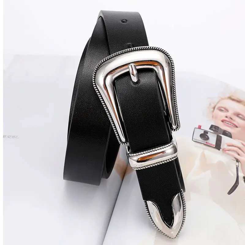 2023 new belt female ins senior sense of leather decorative jeans simple hundred with fine black ladies beltX240923