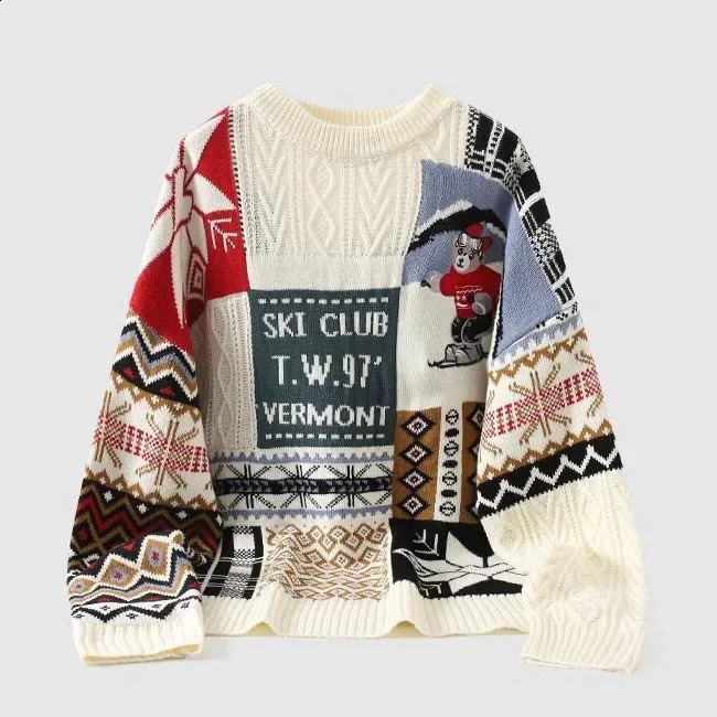 2023 Polo Turtle Neck Christmas Sweater For Men Women Preppy Style Loose Fit Fashionable Crew Pullover 240915