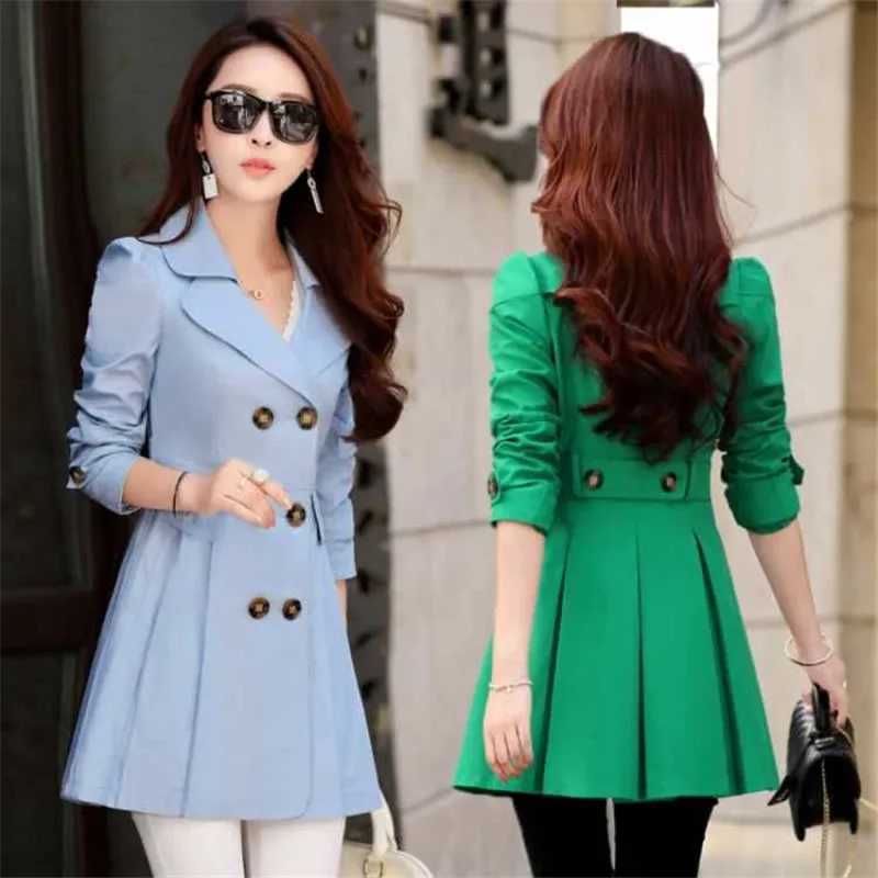 Windproof womens outerwear for spring and autumn medium length casual Korean version womens clothing lining W240923