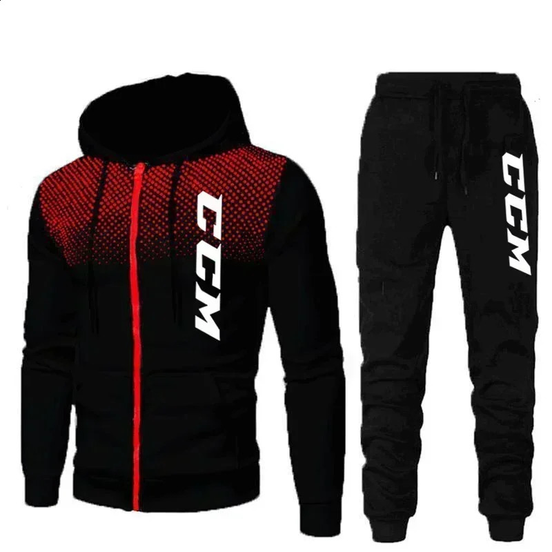CCM Mens Hoodie Fitness Gym Clothing Running Set Sportswear Slow Winter 240914