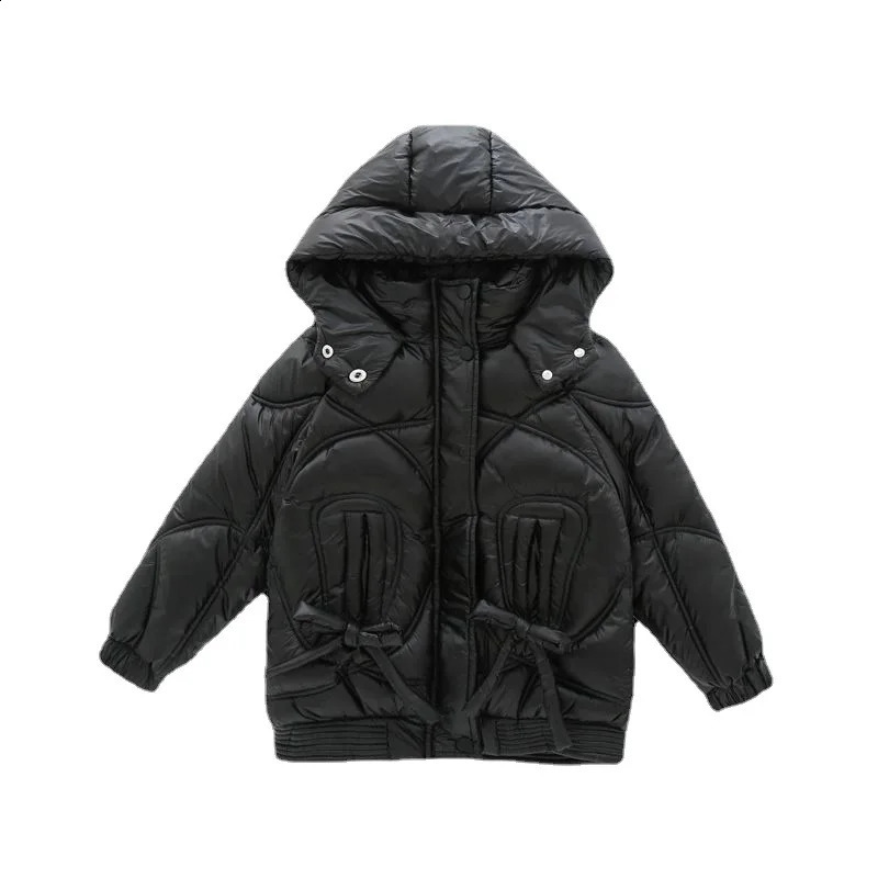 RAISE Autumn Winter Jacket For Girl Kid Baby Girl Shiny Solid Warm Hooded Outerwear Coat 4-14Y Teenager Cotton Parka Outift 240919 - view 7
