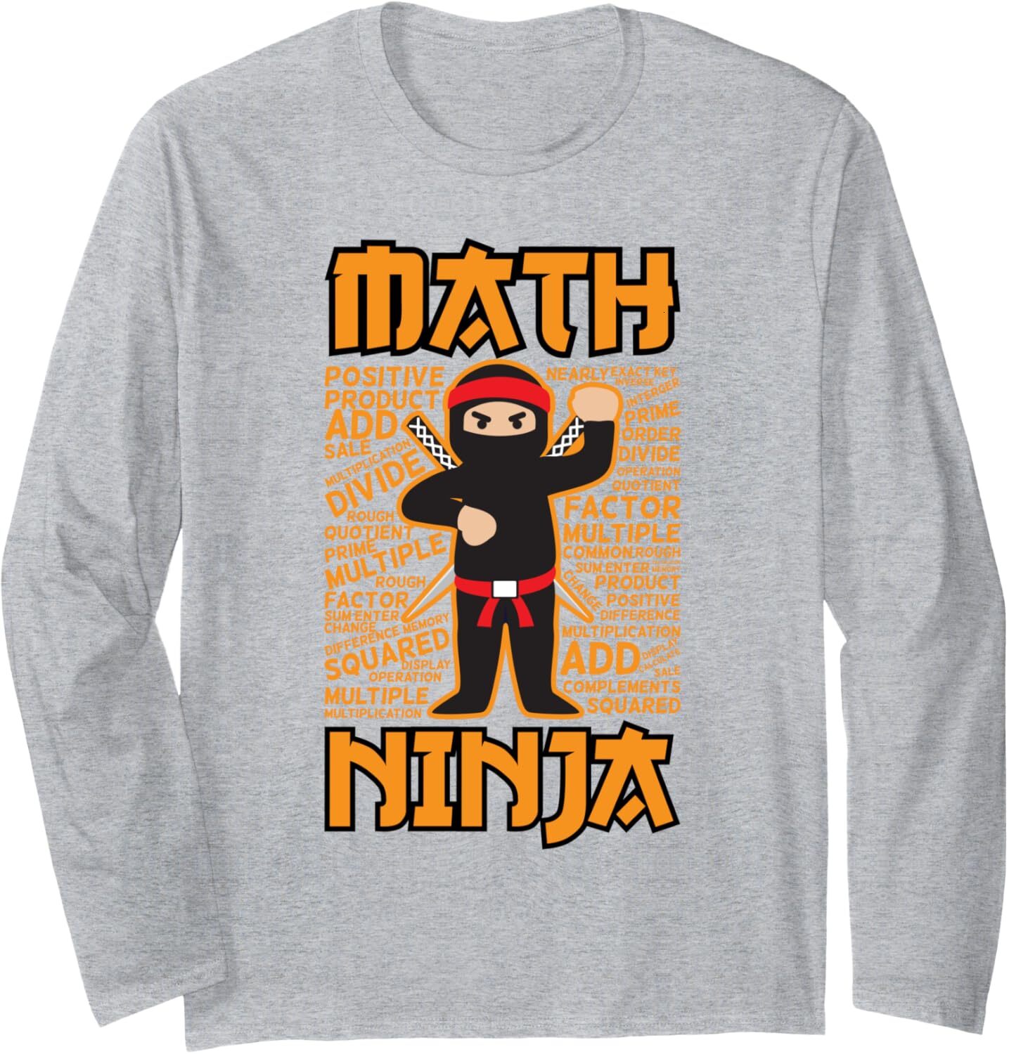 Long Sleeve Shirts for Men sweatshirt Funny Math Ninja Gift Idea For Maths Teacher Student Long Sleeve Tee Streetwear Casual tops clothes
