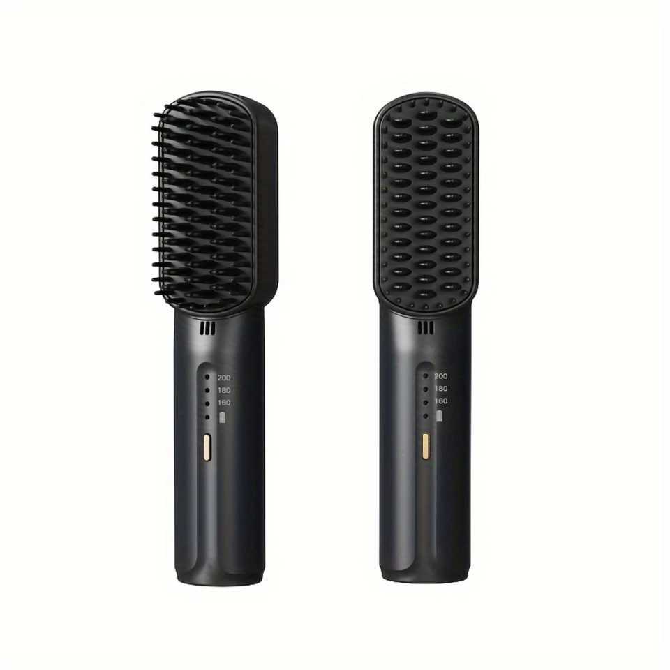 Wireless Straightening Comb - Womens Go Barber Mini Flat Iron Wig Kit with Charging and Anti Scalp Comb CL240923