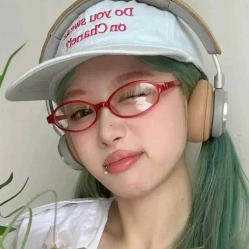 Other Fashion Accessories Japanese retro oval frame women Y2K Ins no makeup regular glasses men and girls cute decoration computer H240923 UEGS