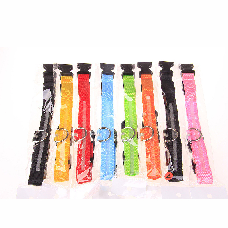 LED Pet Lights Collar, Nylon Adjustable Night Safety Flashing Glow In The Dark Dog Leash, Dogs Hair Fluorescent Collars S