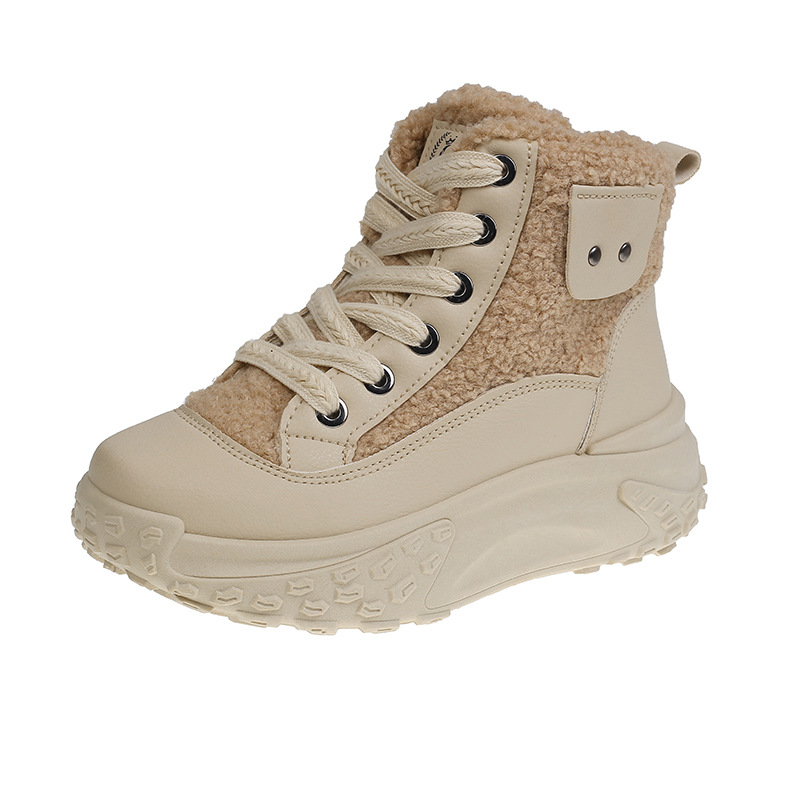2024 winter high top veet white New Korean version height increasing sports and leisure shoes