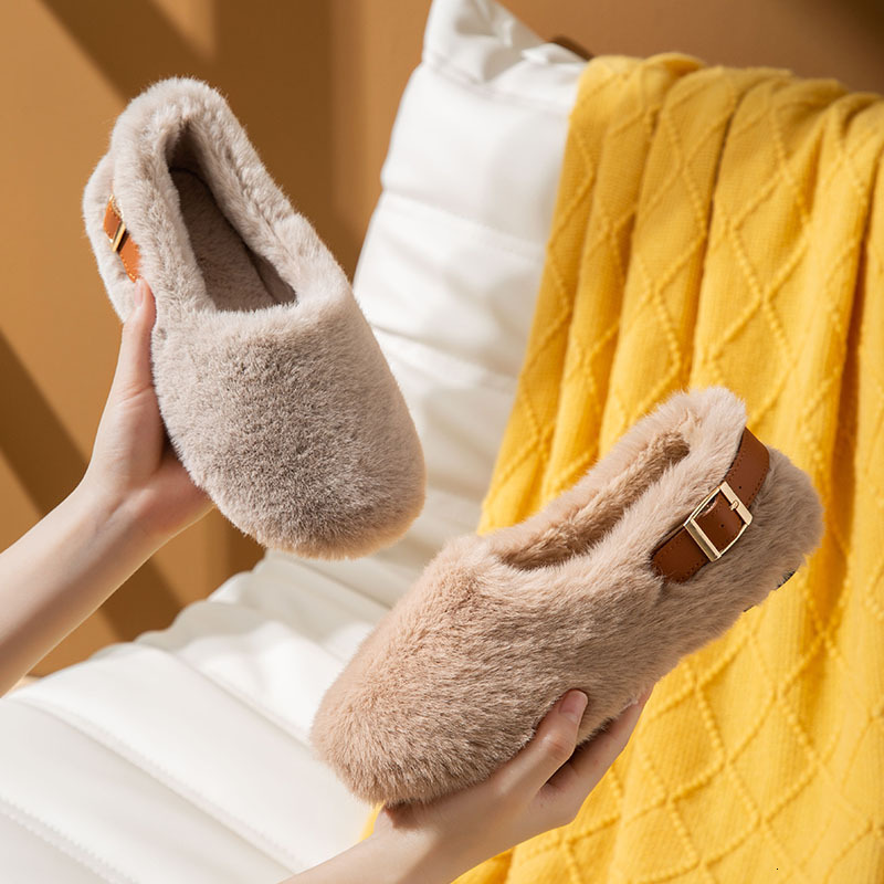 2024 Warm Platform Home Plush Comfortable Indoor Winter Slippers Fluffy Cotton Shoes For Women