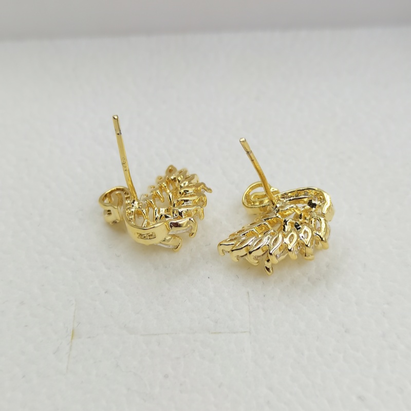 Designer earring swan shaped zirconium stud earrings with gold-plated copper body and design for high quality and luxury earrings
